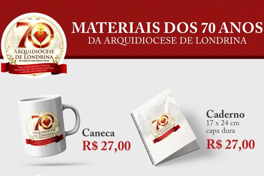 MATERIAIS COM O SELO DOS 70 ANOS DA ARQUIDIOCESE DE LONDRINA
