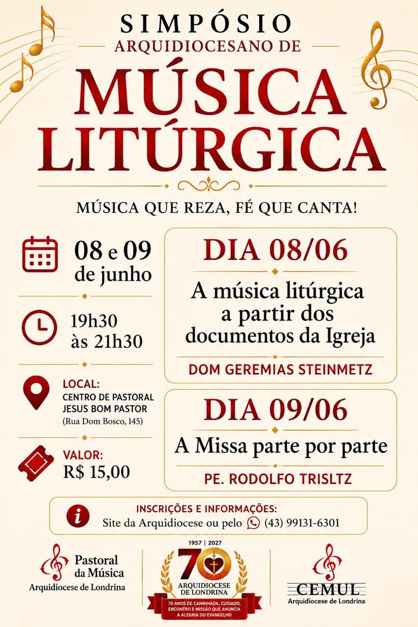 INSCRIÇÃO PARA O SIMPÓSIO DE MÚSICA LITÚRGICA JUNHO 2026