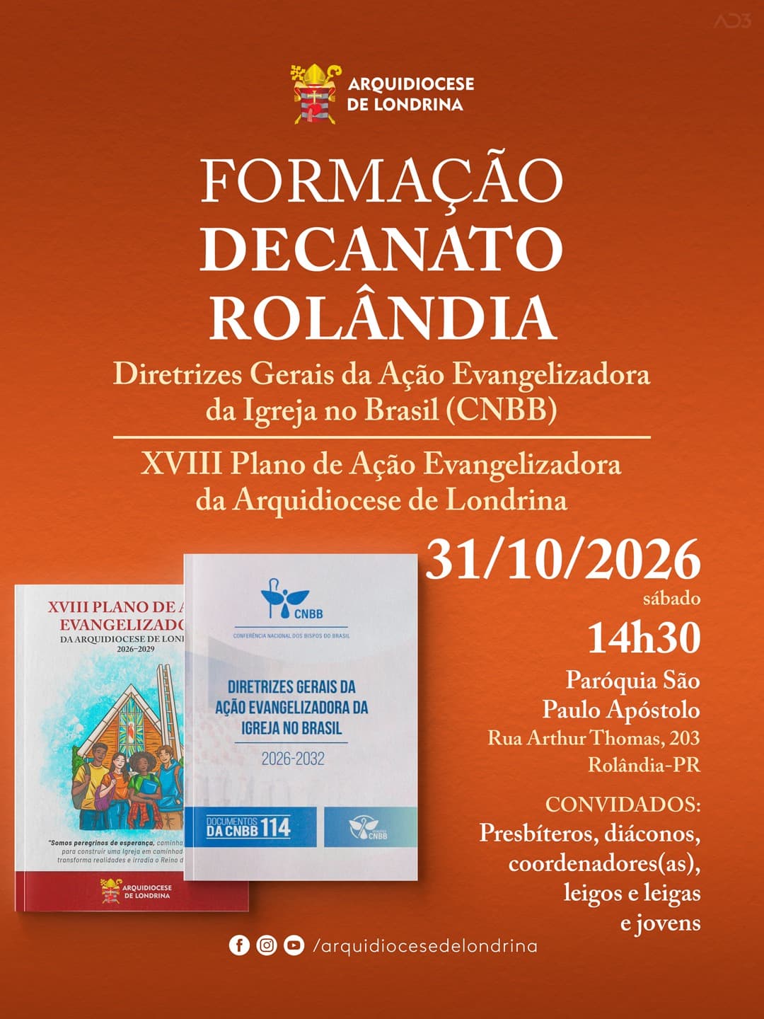 FORMAÇÃO SOBRE AS DIRETRIZES DA EVANGELIZAÇÃO E O PLANO DE PASTORAL • DECANATO ROLÂNDIA